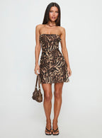 Confessions Strapless Mini Dress Leopard