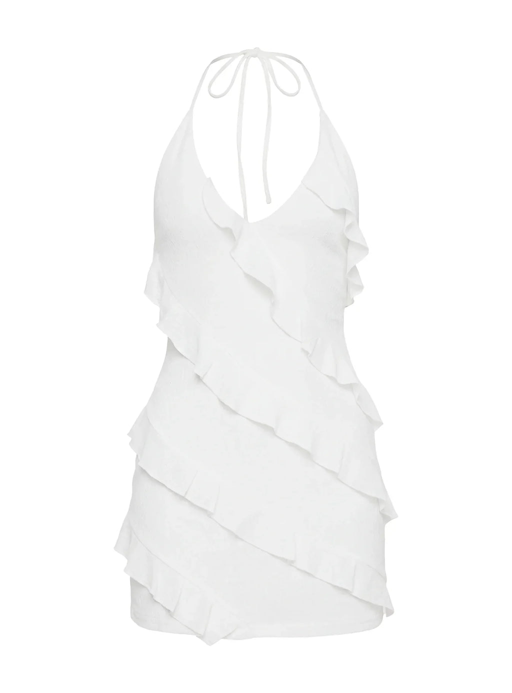 Marinna Halter Ruffle Mini Dress White