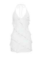 Marinna Halter Ruffle Mini Dress White