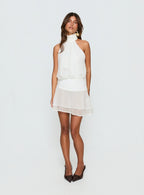 Zenayda Drop Waist Sequin Mini Dress White