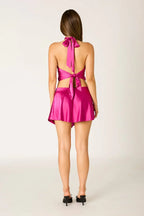 Asymmetric Satin Mini Skirt
