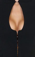 Briony Top - High Neck Front Key Hole Hook And Eye Top in Black