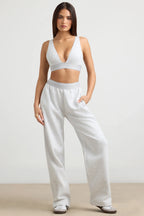 Fluid - Petite High-Waist Straight-Leg Joggers in Grey Marl