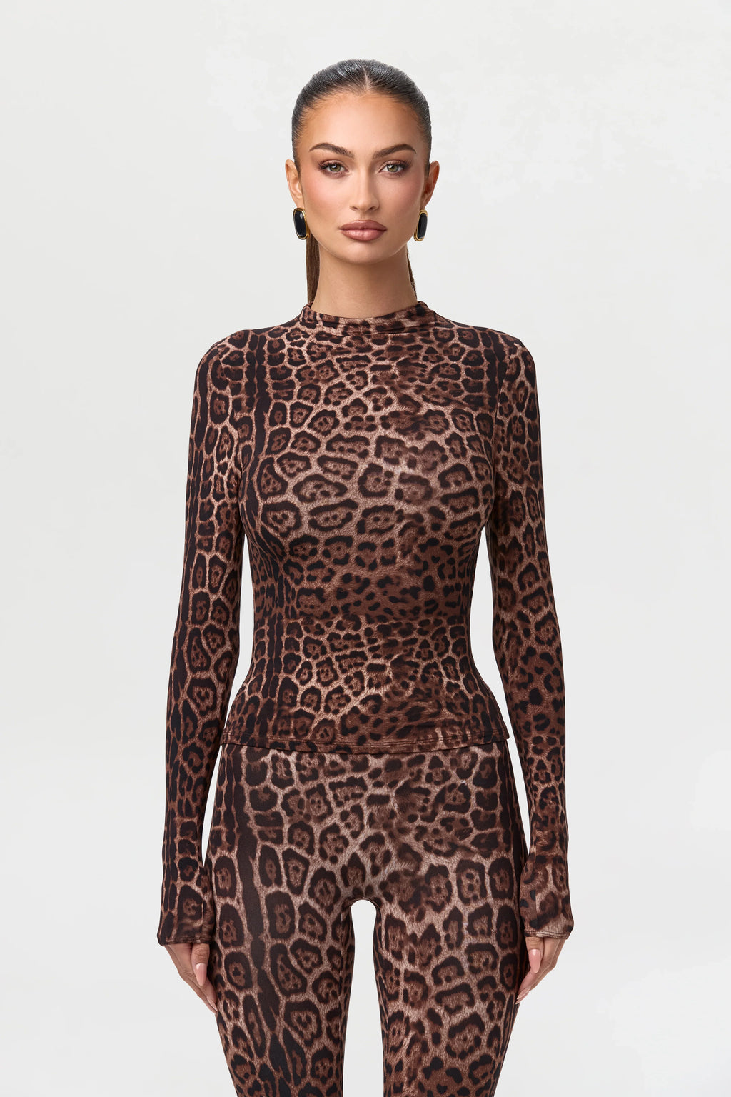 Naked Print Mock Neck Top