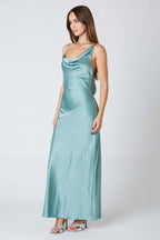 Cowlback Satin Maxi Dress
