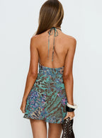 Esmira Halter Mini Dress Green Multi