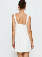 Reason To Stay Lace Trim Floaty Mini Dress White
