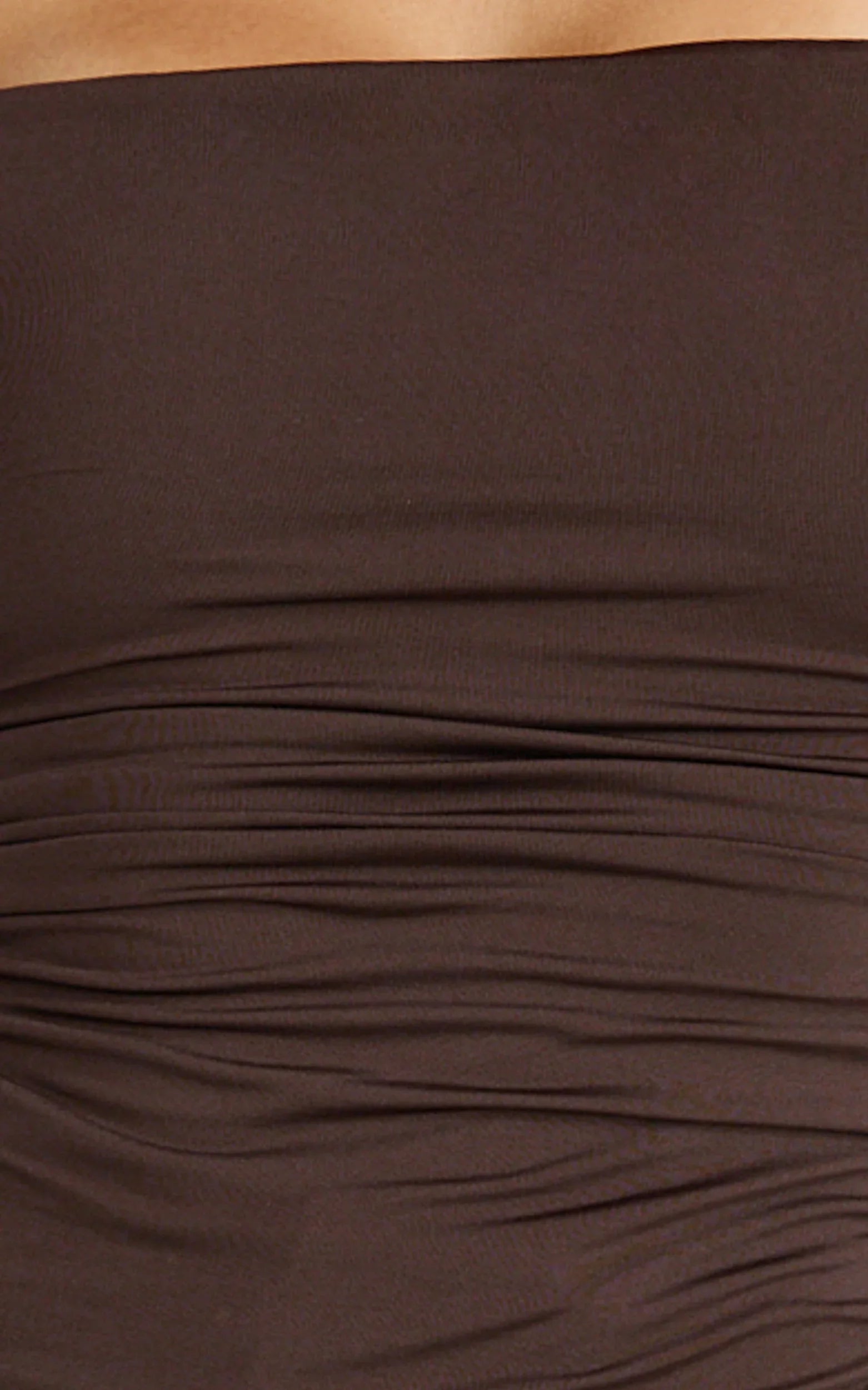 Seraphina Top - Long Sleeve Square Neck Gathered Waist Top in Chocolate