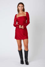 Satin Long Sleeve Mini Dress