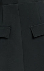 Zareena Mini Dress - V Neck Structured Tulip Pocket Detail Dress in Black