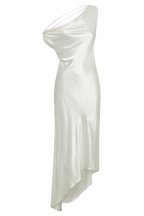 Yvette Slip Maxi Dress With Asymmetrical Hem - White
