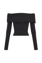 Lucinda Recycled Nylon Off Shoulder Top - Black