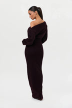 Knit Off-Shoulder Sweater Maxi Dress