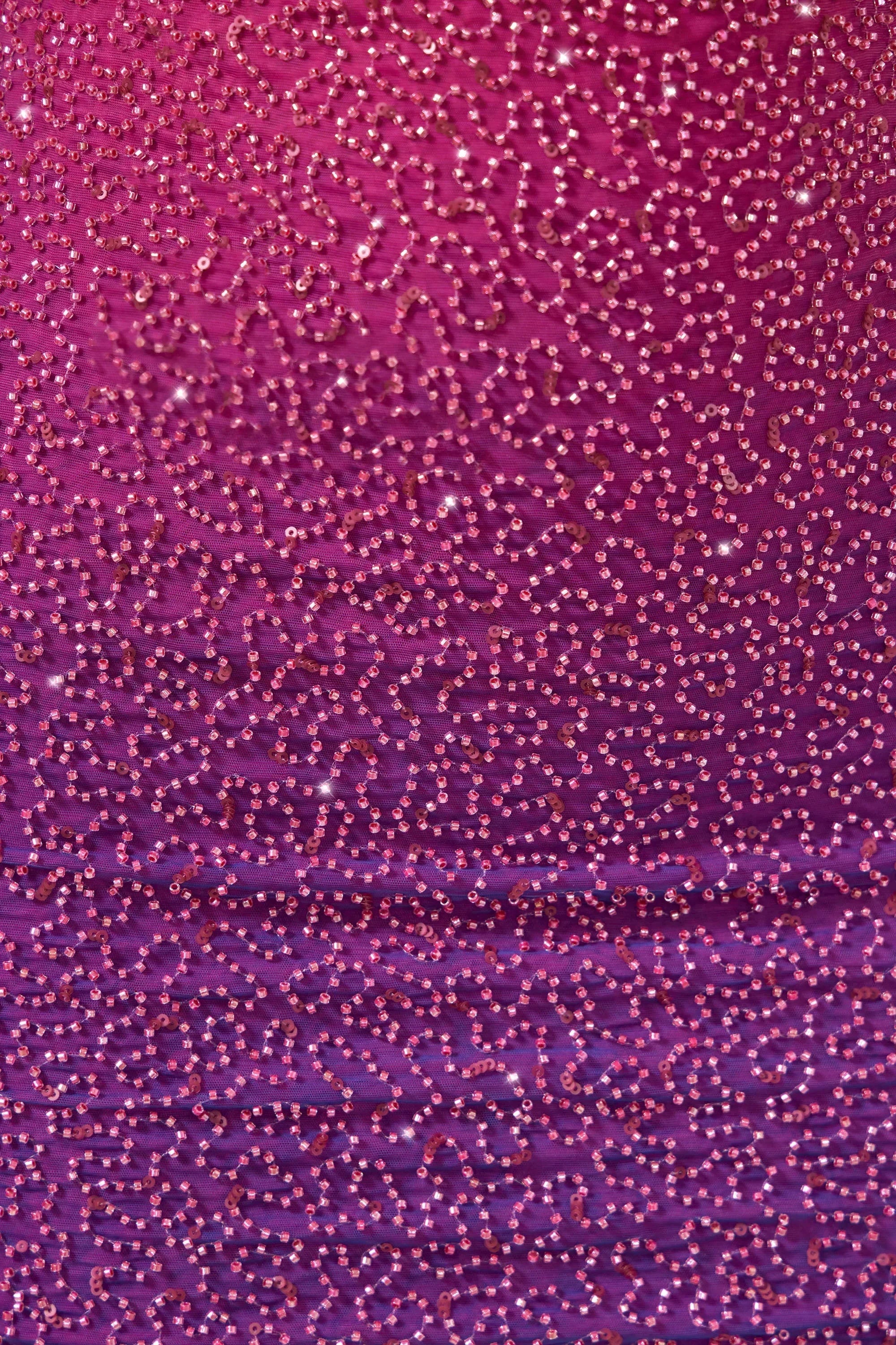 Embellished Halter Neck Mini Dress in Pink/Purple Ombré