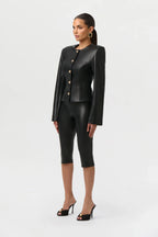 Vegan Leather Capri Leggings