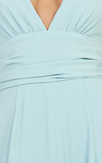 Vivia Maxi Dress - Gathered Waist Halter Dress in Blue