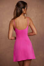 Triangle Cup A-Line Mini Dress in Pink