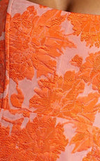 Brailey Mini Dress - Strapless Dress in Orange Jacquard
