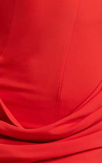 Natalie Mini Dress - Strapless Draped Skirt Dress in Red