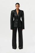 Quilted Vegan Leather Wide Leg Pants