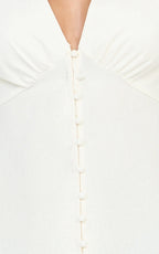 Tallulah Mini Dress - Linen V Neck A Line Dress in White