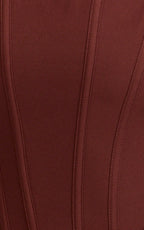 Jonas Midi Dress - Strapless Corset Bodice Draped Waist Skirt Dress in Chocolate
