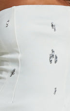 Anziel Mini Dress - Strapless Structured Cluster Embellishment Dress in White