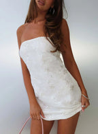 Karlottie Strapless Mini Dress White Burnout