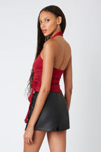Ruffled Halter Knit Top