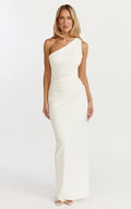 Criselda Maxi Dress - One Shoulder Maxi Dress in White