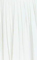 Nicolette Mini Dress - Square Neck Strappy Tie Shoulder Drop Waist Pleated Skirt Dress in Off White