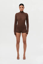 Velvet Mesh Chevron Hot Pants