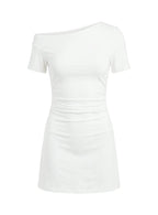 Avriana Off Shoulder T-Shirt Mini Dress White