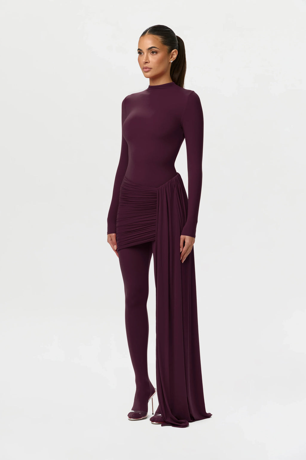 Naked Ruched Drape Mini Skirt