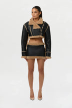Sherpa Vegan Leather Mini Skirt