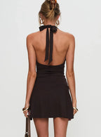 Rafelle Halter Mini Dress Brown Petite