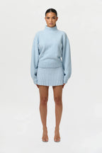 Pleated Knit Sweater Mini Skirt