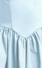 Helda Midi Dress - Halter Tie Neck Corset Panel Dress in Soft Blue