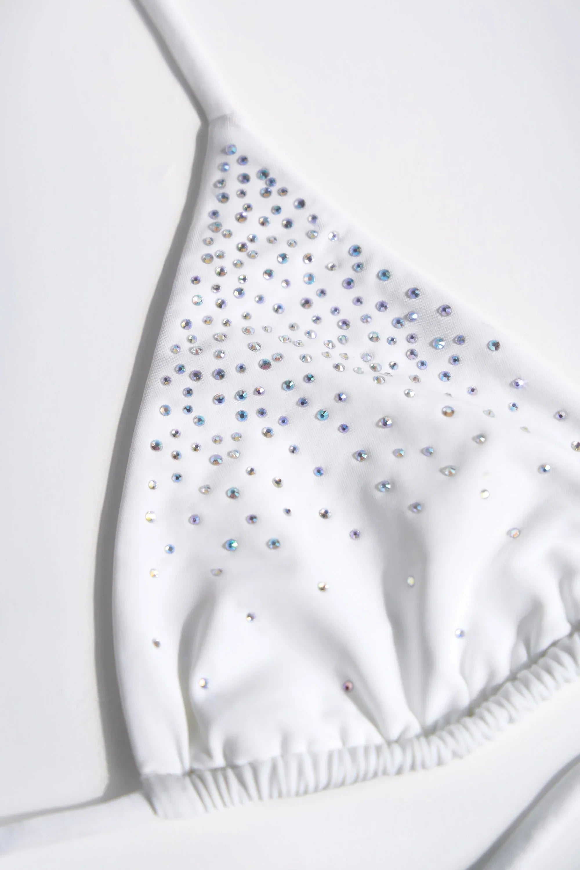 Embellished Triangle Bikini Top in White