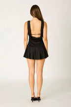 Ruched Open-Back Mini Dress