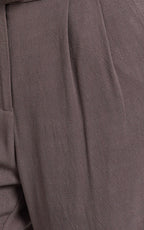 Norma Pants - High Waist Linen Blend Wide Leg Pants in Mushroom
