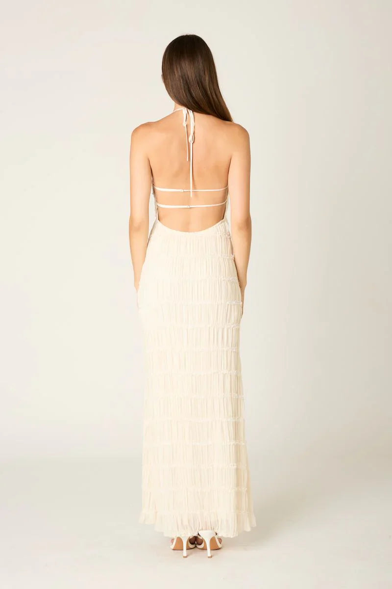 Pleated Halter Maxi Dress