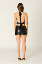 Faux Leather Grommet Mini Skirt