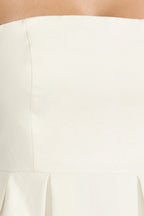 Avery Mini Dress - Strapless Fitted Bodice Full Pleated Skirt Dress in Off White
