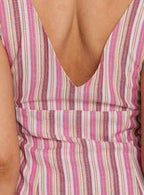Daphney Plunge Mini Dress Pink Stripe
