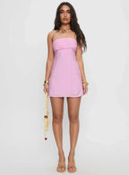 Ria Strapless Frill Mini Dress Pink