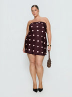 Phillipa Mini Dress Plum / Pink Polka Dot Curve