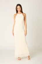 Pleated Halter Maxi Dress