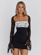 OMERA MINI DRESS BLACK WHITE