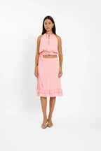 Frill Midi Skirt | Coral